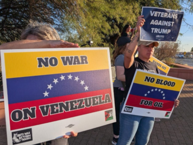 Veterans, Activists Protest Air Command Center Against War On Venezuela